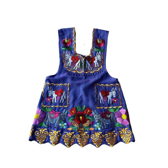 Mexican Folkloric apron embroidered  one of a kind mexico todo corazon  SMALL - Picture 7 of 11